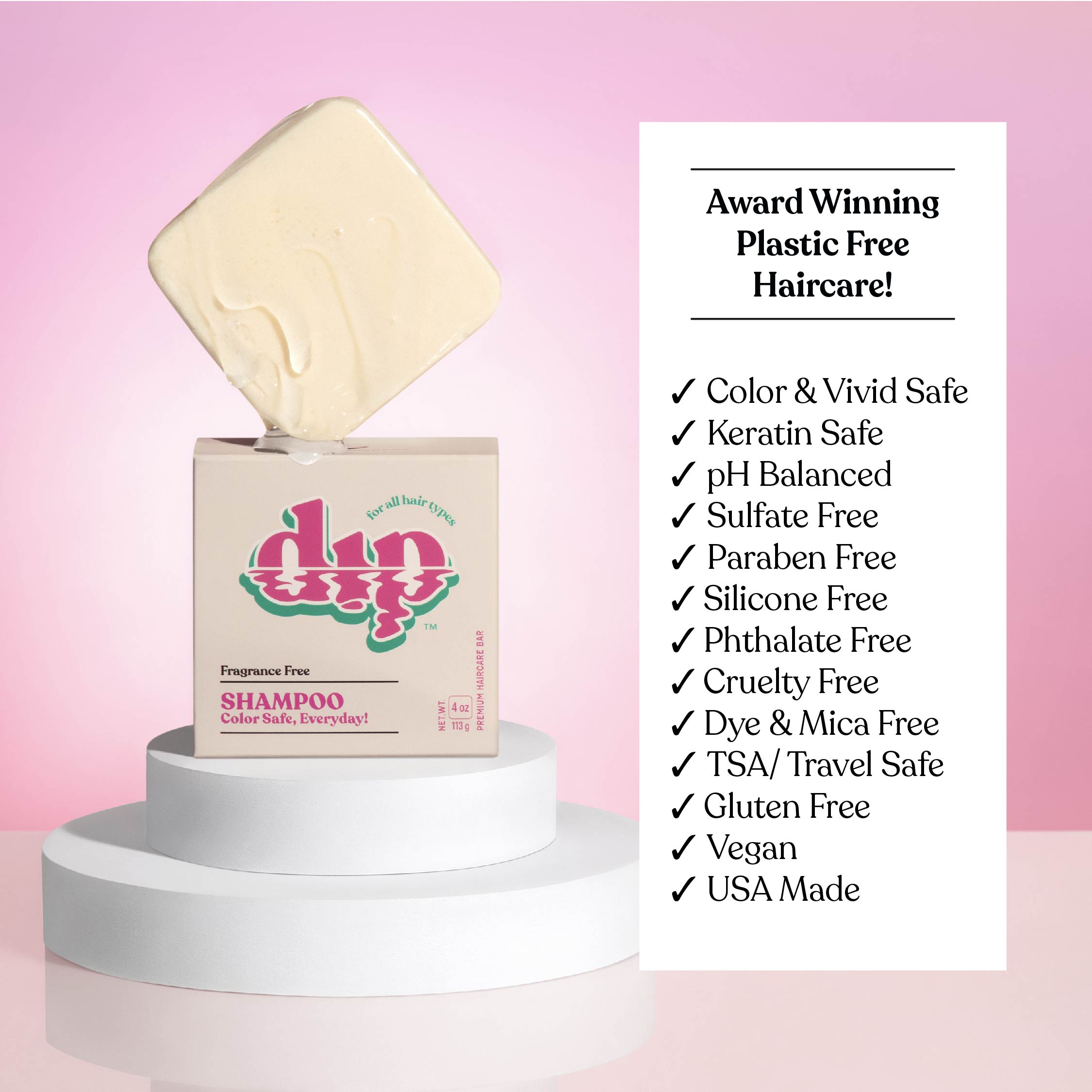 Dip Shampoo Bar: Color Safe, Everyday - Fragrance Free