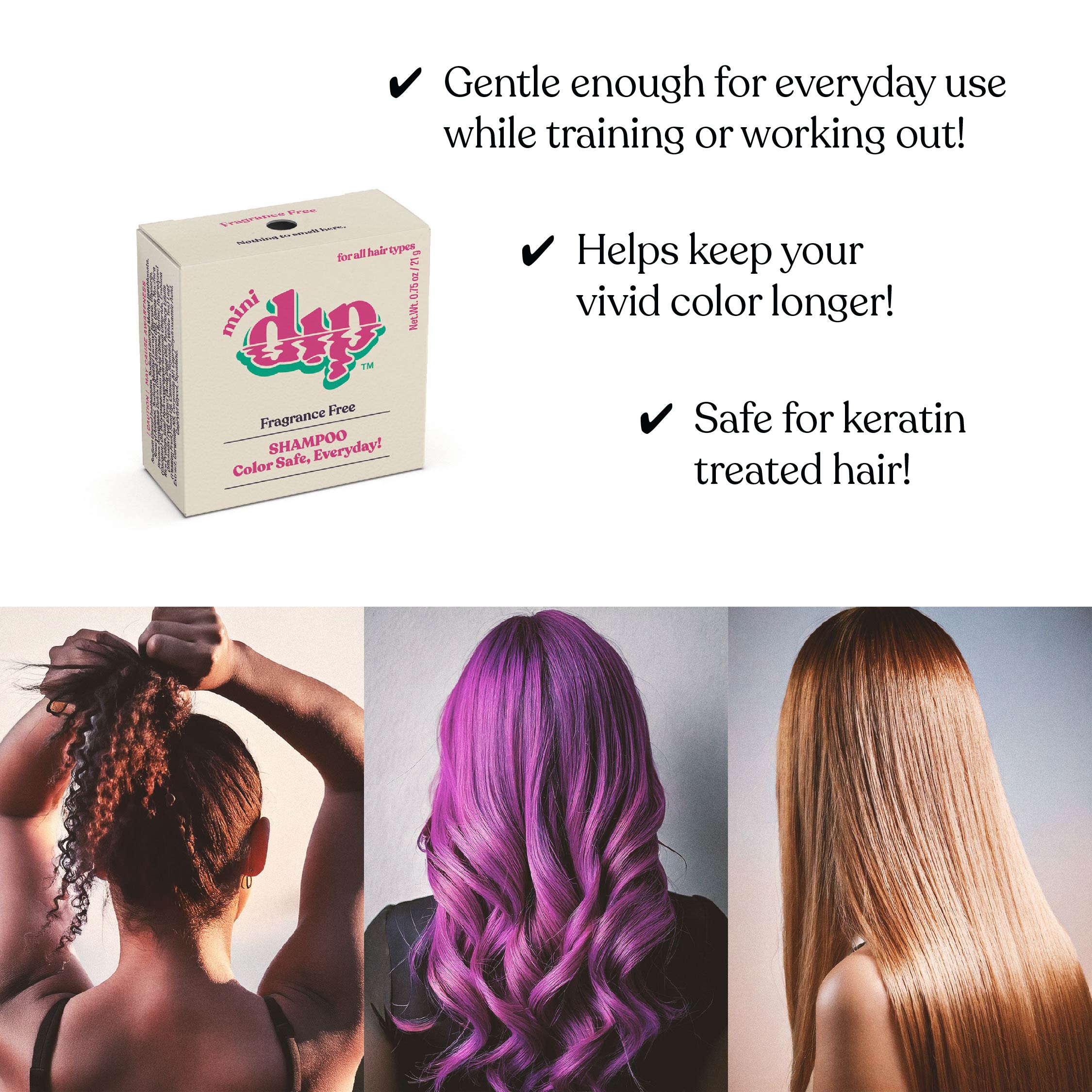 Mini Dip Shampoo Bar: Color Safe, Everyday - Fragrance Free