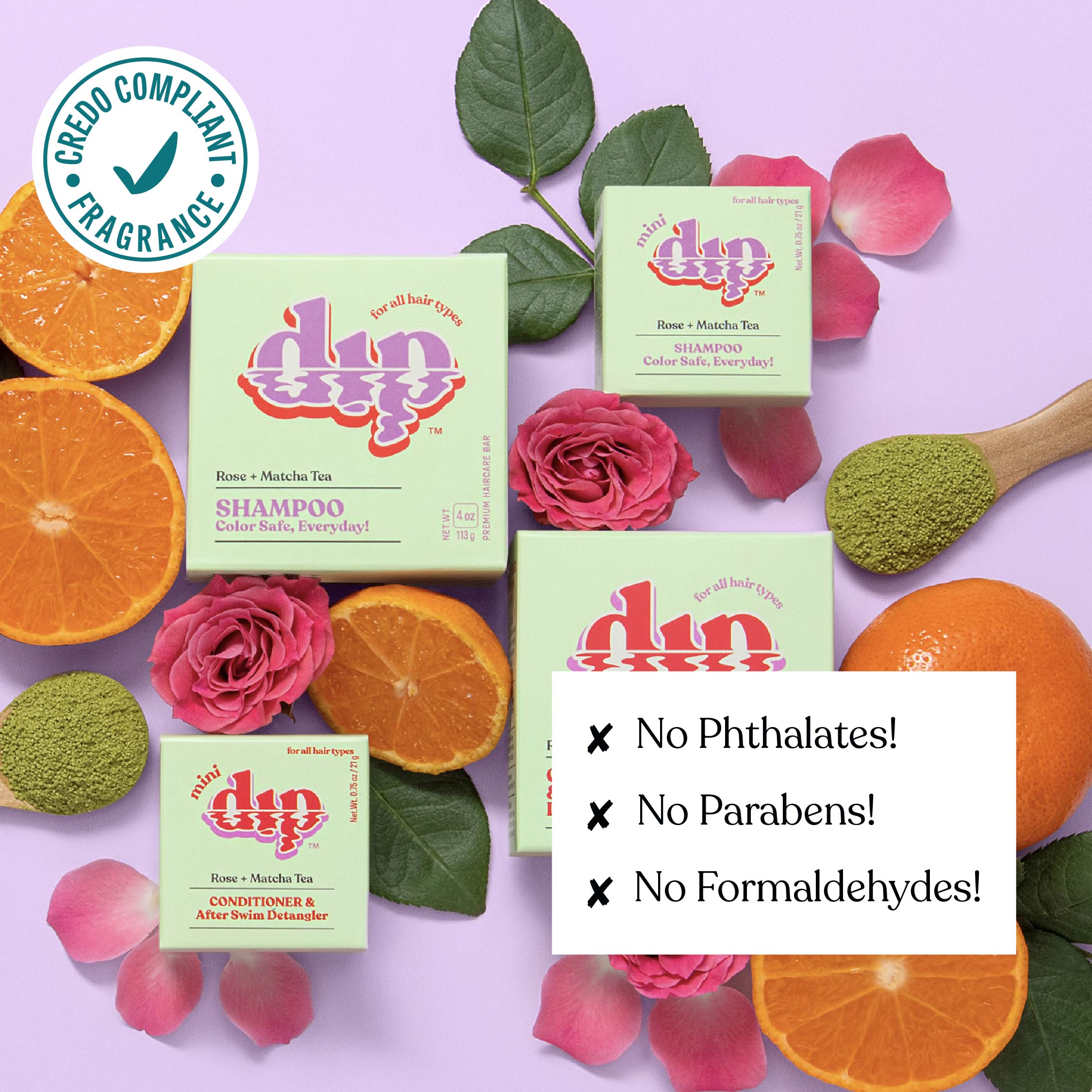 Mini Dip Shampoo Bar: Color Safe, Everyday - Rose & Matcha Tea