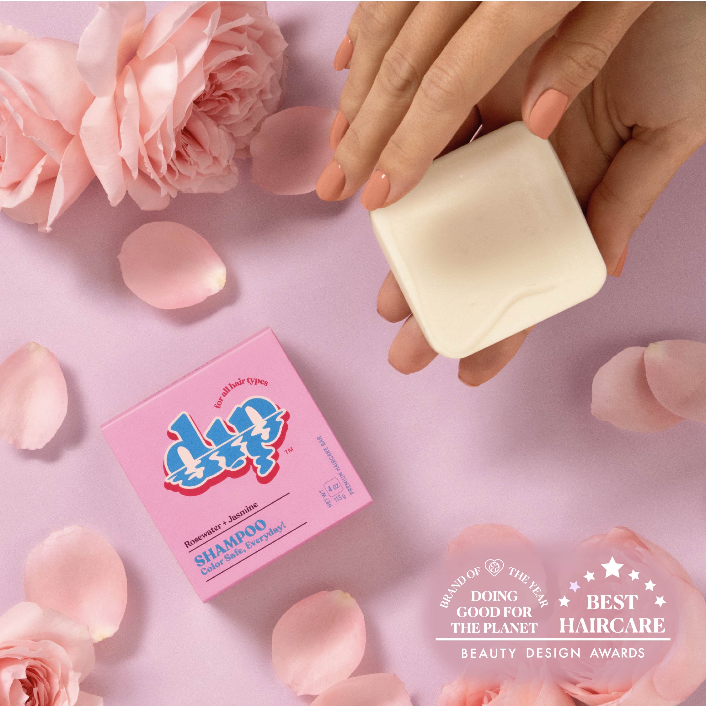 Dip Shampoo Bar: Color Safe, Everyday- Rosewater & Jasmine