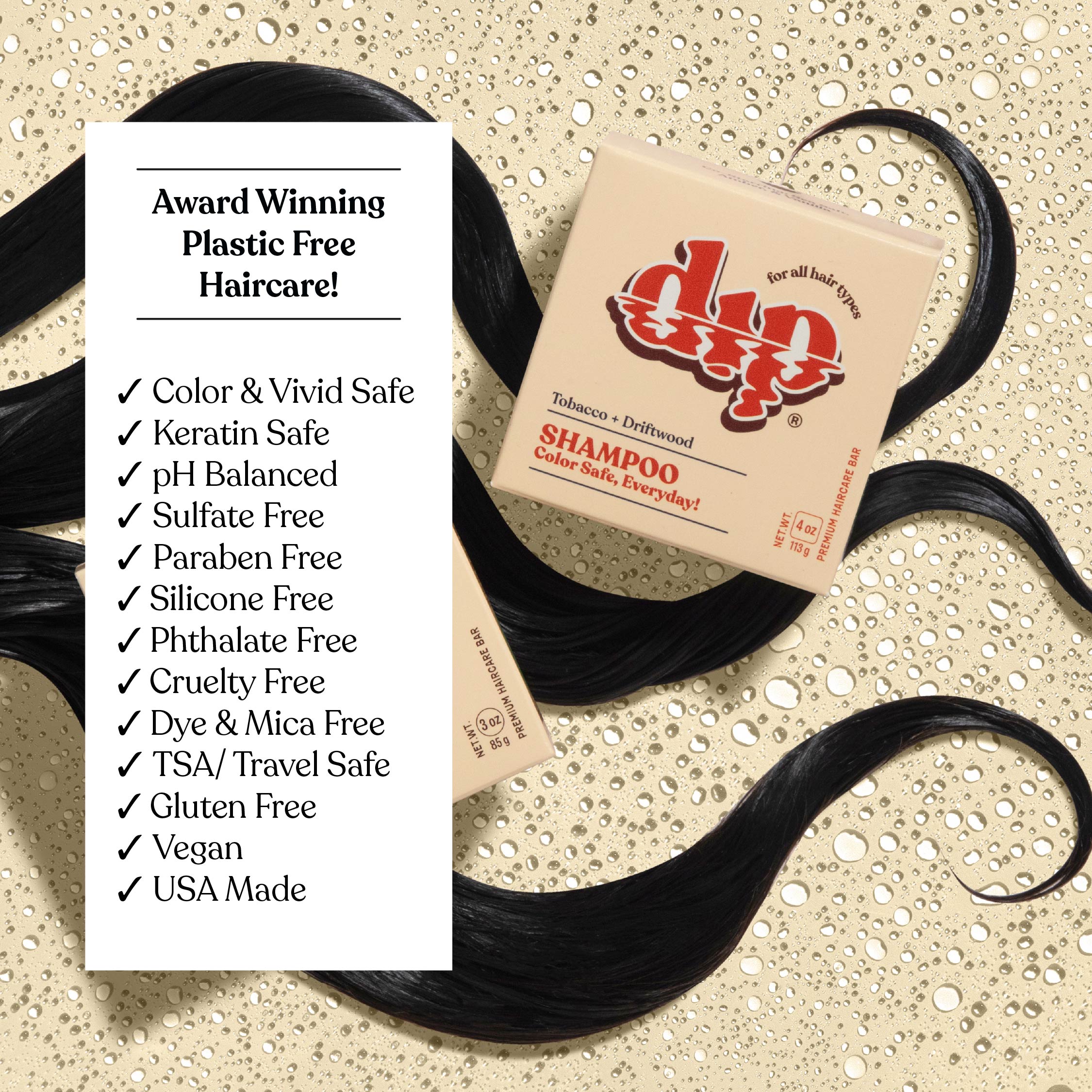 Dip Shampoo Bar: Color Safe, Everyday - Tobacco & Driftwood